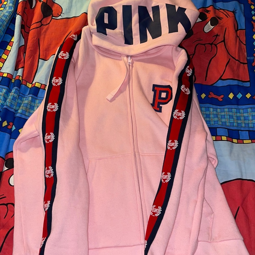 PINK collegiate full zip hoodie